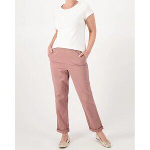 Denim & Co EasyWear Twill Pull-On Pants Coral Size L Relaxed Fit NWT Comfort